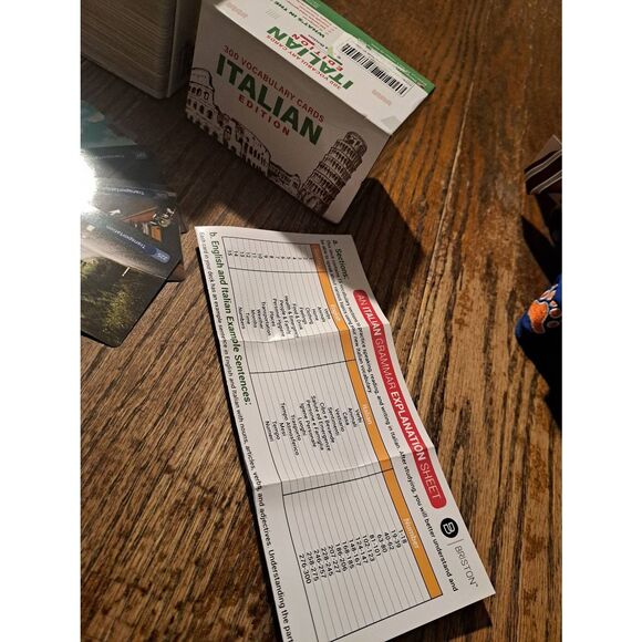 Briston Italian Vocabulary Flash Cards Learn Italian 15 Categories Double Sided - Picture 3 of 5